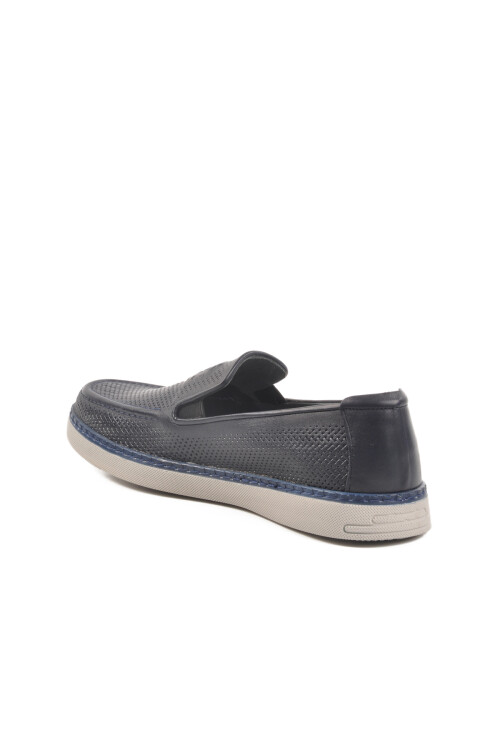 Navy Blue Genuine Leather Mens Casual Shoes C330 M