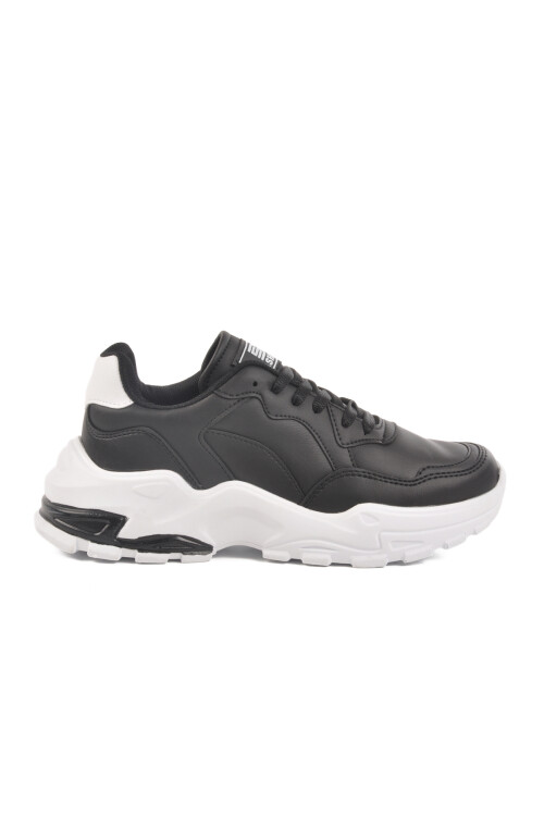 حذاء رياضي نسائي برباط من الجلد باللونين الأسود والأبيض، مقاس 159 جرام