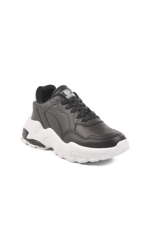 حذاء رياضي نسائي برباط من الجلد باللونين الأسود والأبيض، مقاس 159 جرام