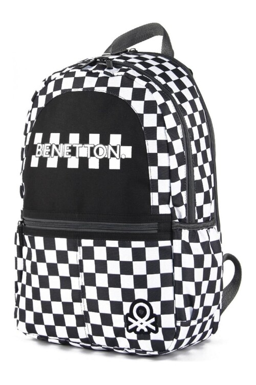 United Colors Of BenettonBlack and White Unisex School Bag 03780