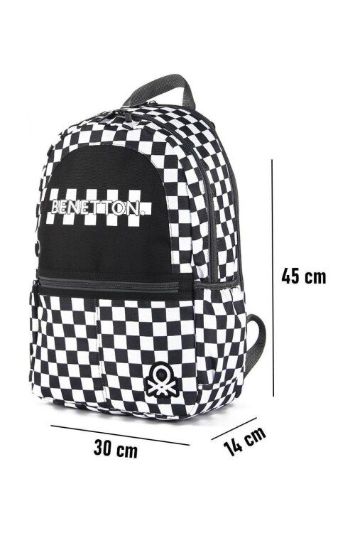 United Colors Of BenettonBlack and White Unisex School Bag 03780