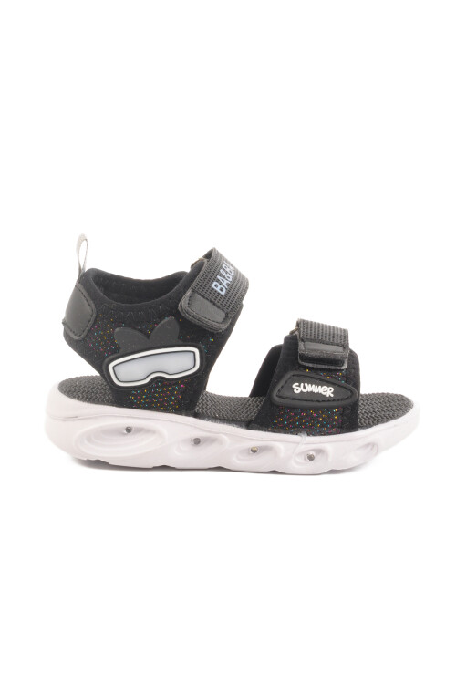Black Velcro Lighted Baby Girl Sandals 018127 B