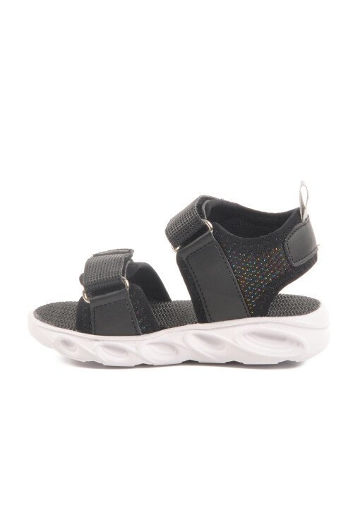 Black Velcro Lighted Baby Girl Sandals 018127 B