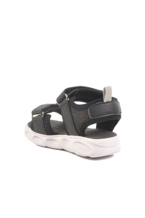 Black Velcro Lighted Baby Girl Sandals 018127 B