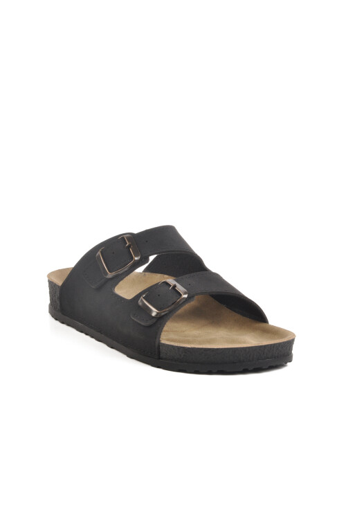 Black Lightweight Double-Strap Anatomical Womens Slippers 20-972 Z