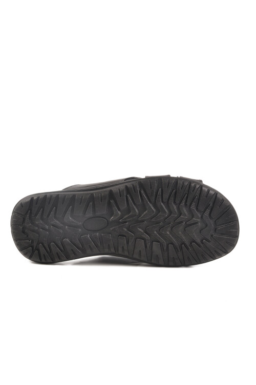 Black Genuine Leather Mens Slippers 476449 M