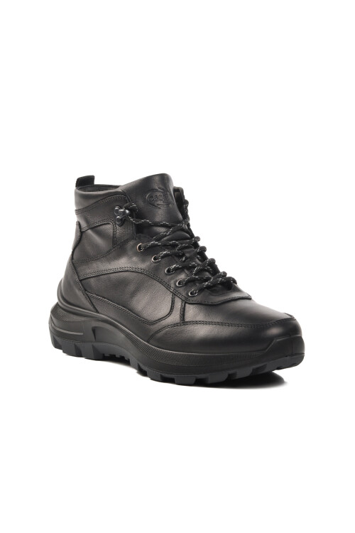 Black Genuine Leather Orthopedic Mens Boots 6239 M