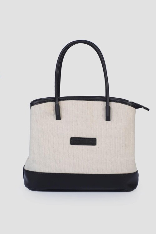 JacqulineSiyah Keten Kadın El ve Omuz Çantası IM582