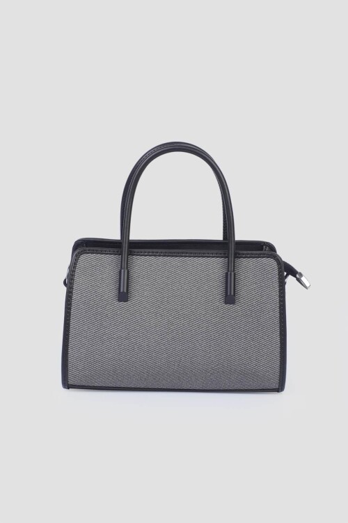 Black Linen Womens Hand and Shoulder Bag IM591
