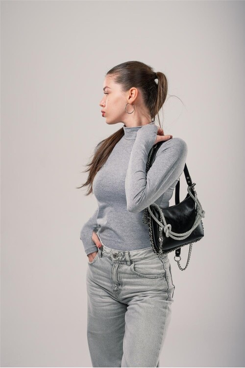 Black Womens Handbag and Shoulder Bag 17810