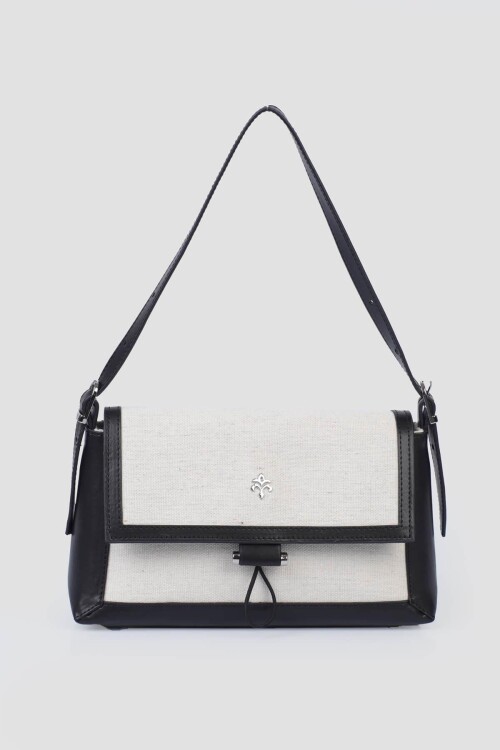 Black Linen Womens Shoulder Bag IM579