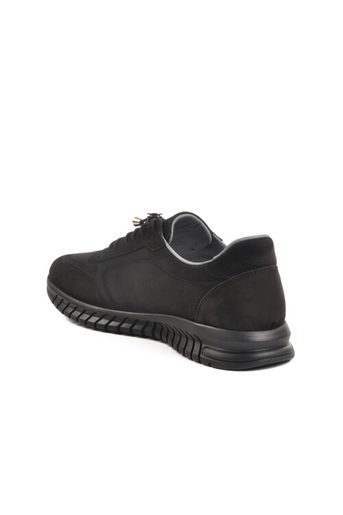 حذاء كاجوال رجالي من الجلد الطبيعي باللون الأسود 43255-1 M