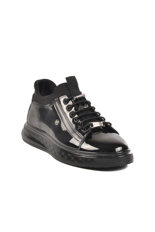 Black Patent Leather Genuine Leather Mens Sneaker 70819 M