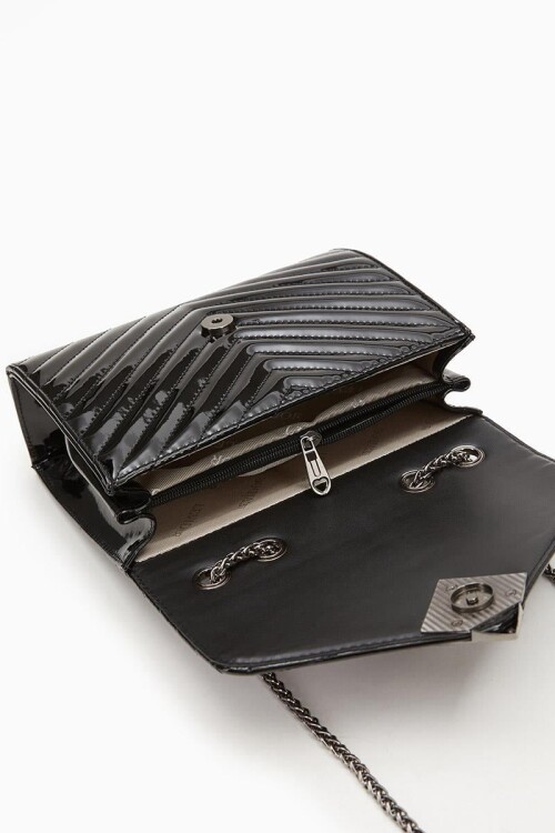 Black Patent Leather Womens Shoulder Bag 930076