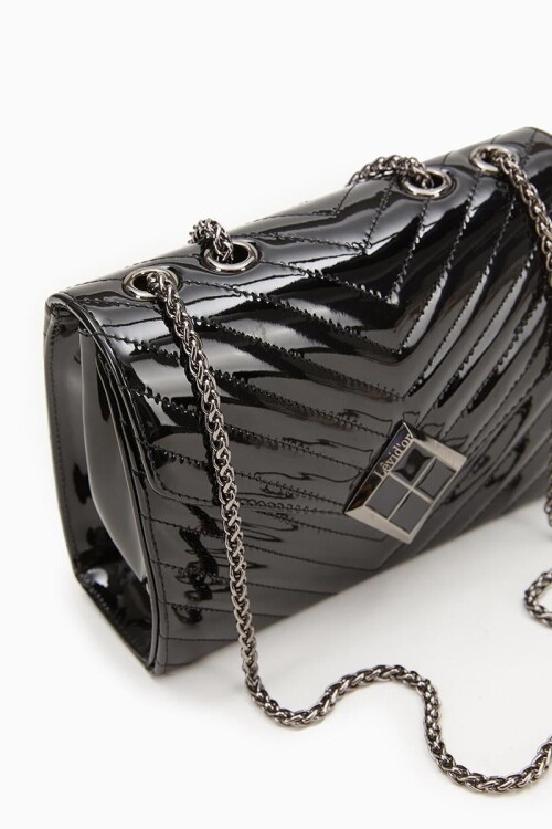 Black Patent Leather Womens Shoulder Bag 930076