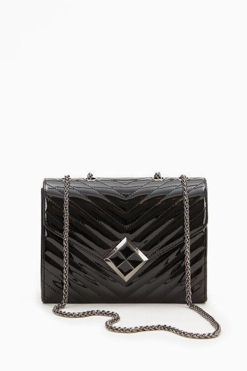 Black Patent Leather Womens Shoulder Bag 930076