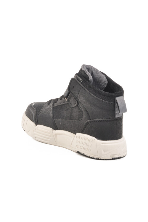 Siyah Cırtlı Bilek Boy Erkek Çocuk Sneaker King Uzun F