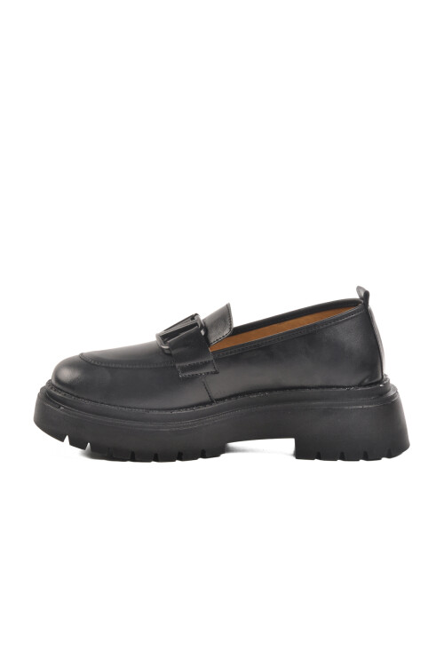 حذاء كاجوال نسائي أسود بنعل عالٍ F-2047 Z