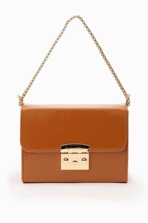 Tan Patent Leather Womens Shoulder Bag 930106