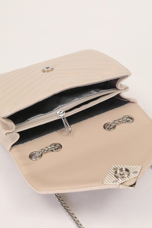 حقيبة كتف نسائية من جلد المنك اللامع 930076