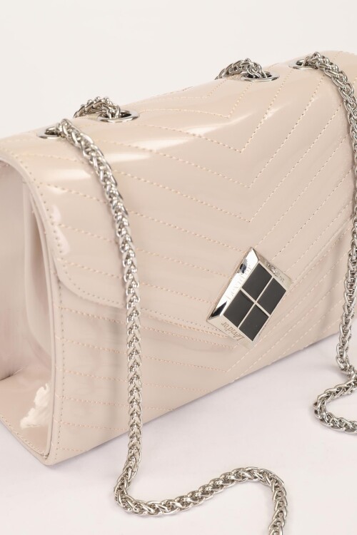 حقيبة كتف نسائية من جلد المنك اللامع 930076