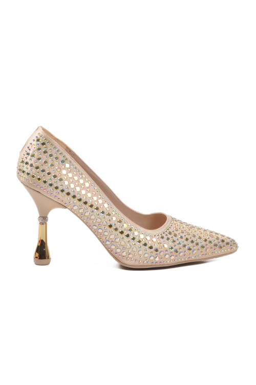 Pierre CardinGold Stone Embroidered Thin Heeled Women's Evening Shoes PC-55020 Z