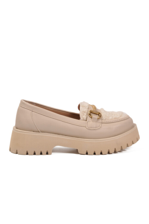 Beige Skin Thick-Soled Womens Casual Shoes 572461 Z