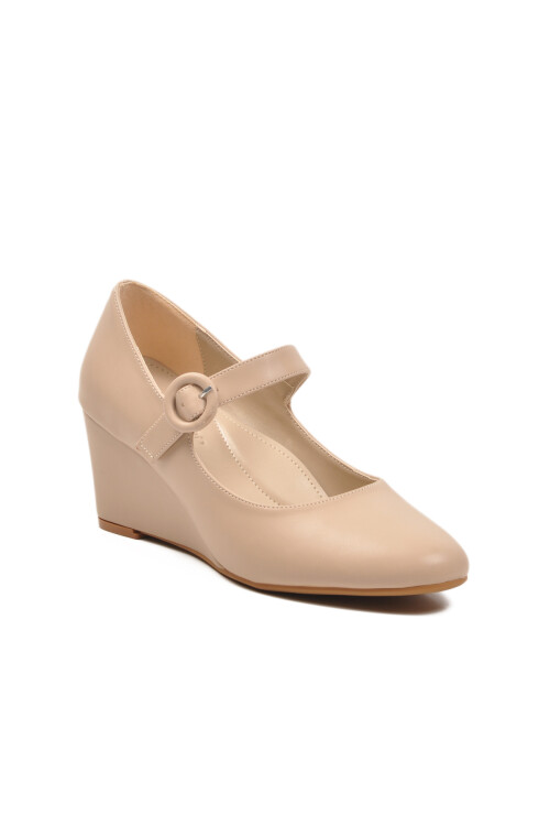 AyakmodBeige Wedge Heeled Strappy Women's Casual Shoes 312478 Z