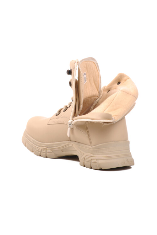 ايكمودحذاء نسائي من الصوف القطبي البيج بسحاب ونعل مانع للانزلاق 24035 Z