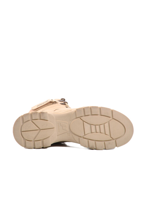 حذاء نسائي من الصوف القطبي البيج بسحاب ونعل مانع للانزلاق 24035 Z