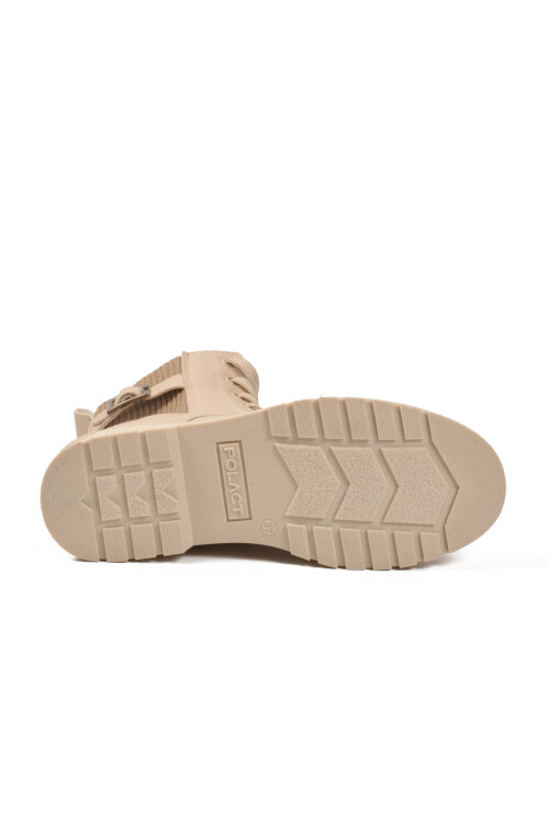 حذاء نسائي بيج من الصوف القطبي بنعل مانع للانزلاق 24030 Z