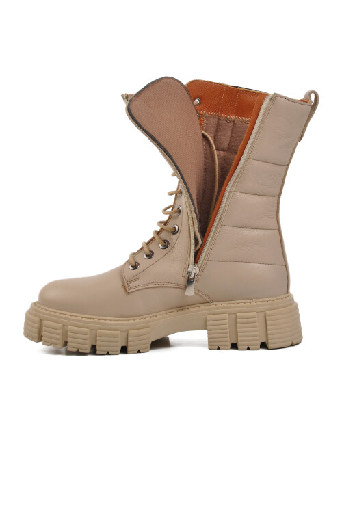 Castle BlackBej Fermuarlı Bağcıklı Kadın Bot 36871-1 Z