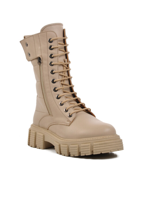 Castle BlackBej Fermuarlı Bağcıklı Kadın Bot 36871-1 Z