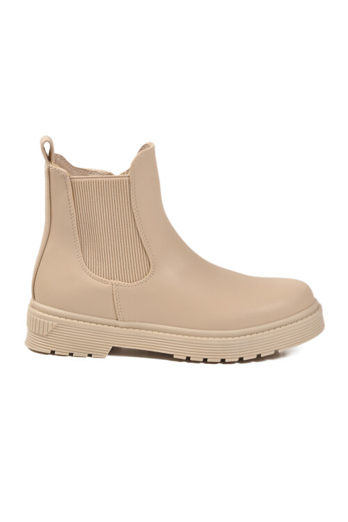 AyakmodBeige Polar Fleece Zippered Non-Slip Women's Boots 24071 Z