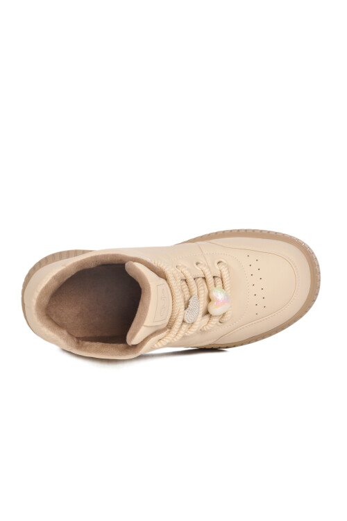 Beige Polar Fleece Cold-Resistant Womens Sneaker 25K419-1 Z