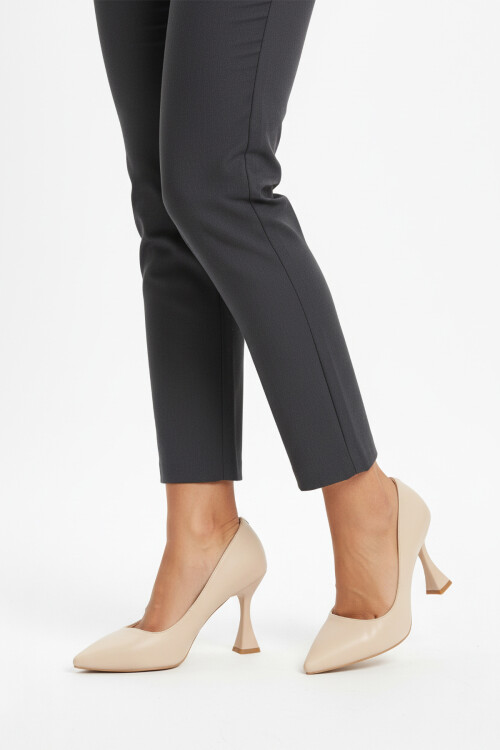 Beige Thin Long Womens High Heel Evening Shoes 665127 Z