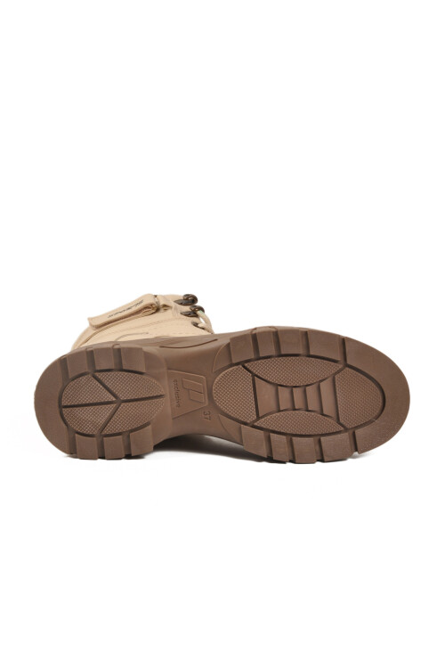 Beige Mink Fleece Inside Zippered Non-Slip Sole Womens Boots 24035 Z