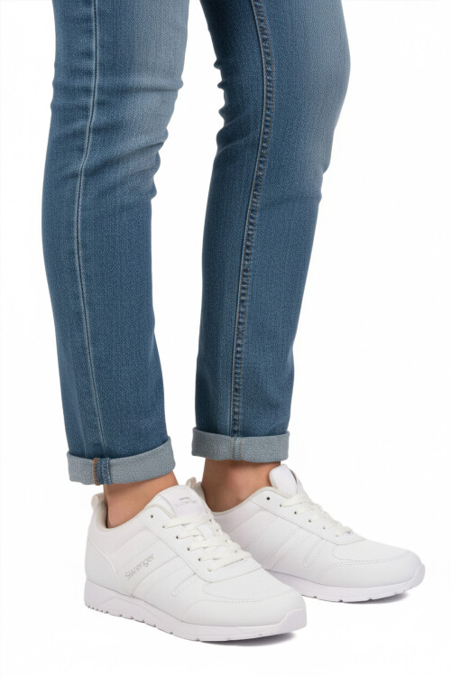 Beyaz Bağcıklı Hafif Esnek Unisex Spor Ayakkabı Elraen G