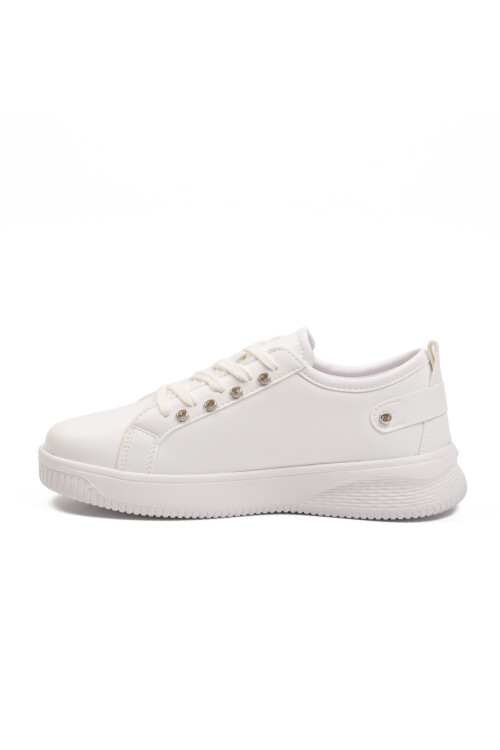 White Lace-Up Light Leather Womens Sneakers 201 G