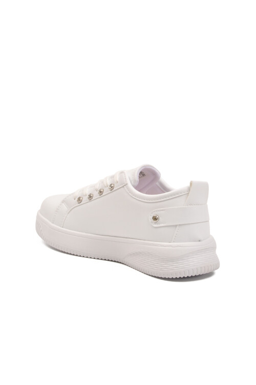 White Lace-Up Light Leather Womens Sneakers 201 G