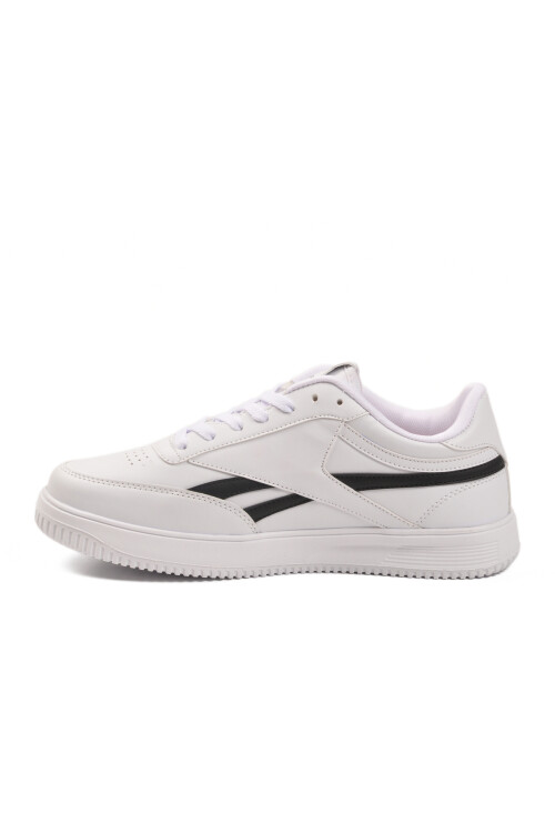 Beyaz Siyah Bağcıklı Hafif Cilt Erkek Spor Ayakkabı Marlow M