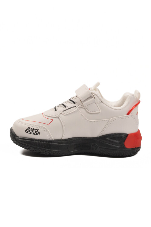 Beyaz Cırtlı Hafif Erkek Çocuk Spor Ayakkabı Racing P