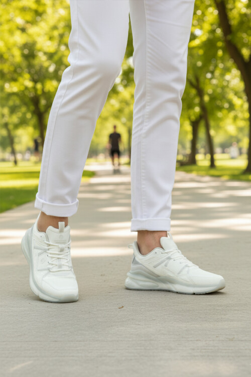 White Memory Sole Lightweight Flexible Mens Sneakers Sally M