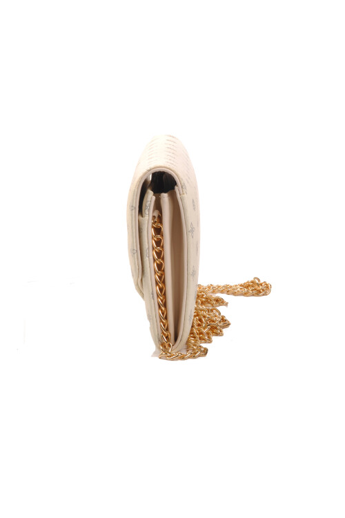 بيير كاردانحقيبة كتف نسائية بلون بيج فاتح 23Y706-MN مع محفظة كلاتش