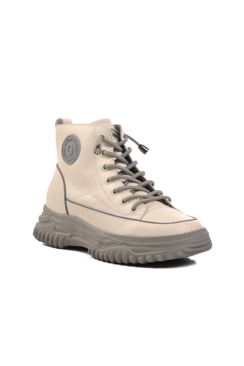 Gray Lace-Up Zippered Womens Boots 24K310-13 Z