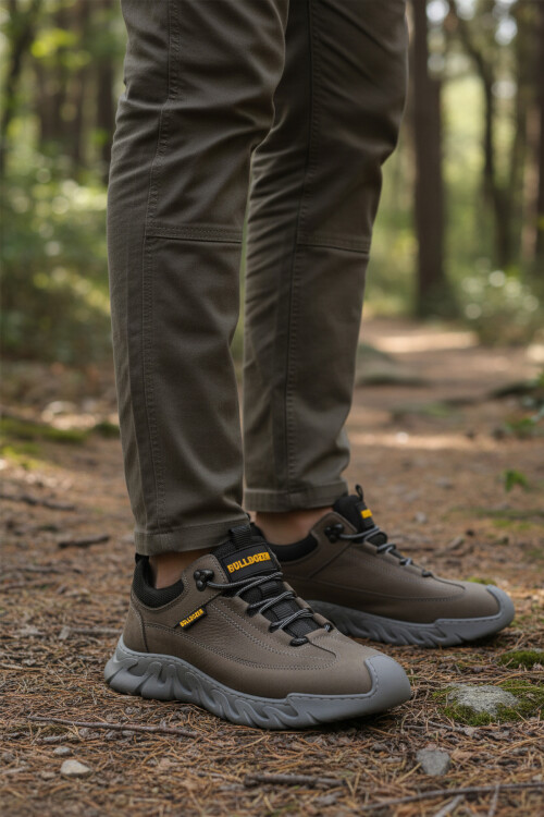 Gray Nubuck Genuine Leather Mens Casual Shoes 240003 M