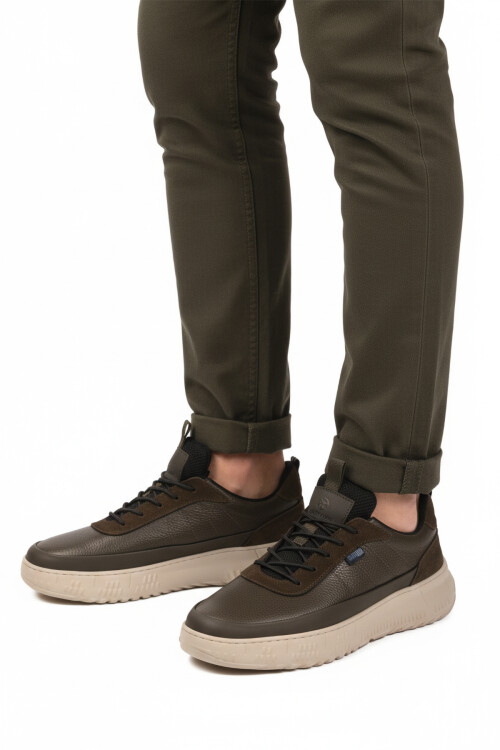 Haki Hakiki Deri Memory Foam Erkek Casual Ayakkabı 152-22487 M