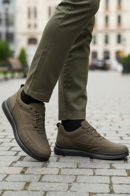 Haki Nubuk Hakiki Deri Ortopedik Erkek Casual Ayakkabı 252070 M