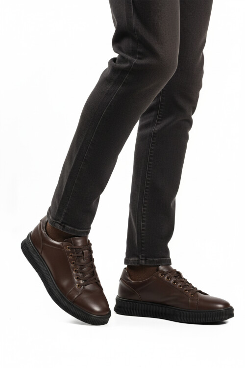 Brown Genuine Leather Mens Casual Shoes 2516 M