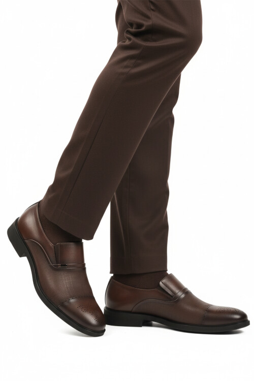 Kahve Hakiki Deri Kaymaz Taban Erkek Klasik Ayakkabı 380 M